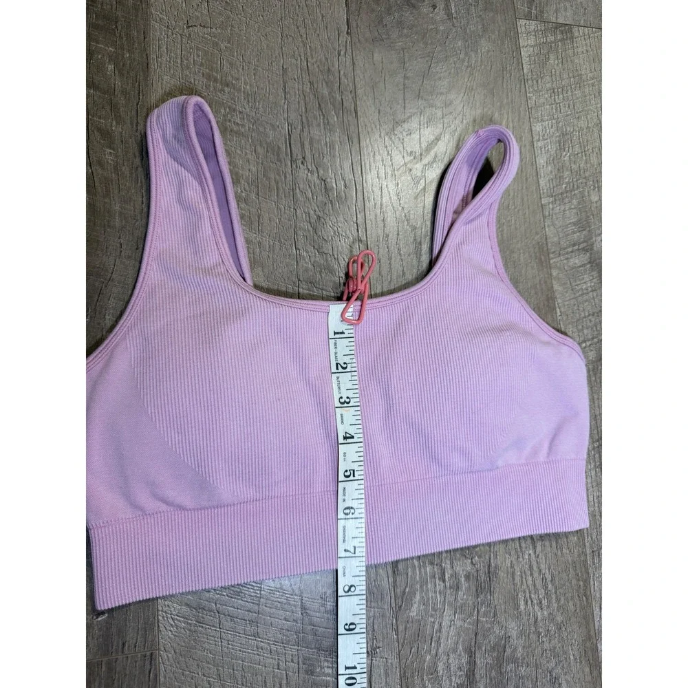 Ribbed Seamless Padded Sports Bra Lilac Purple Large XL